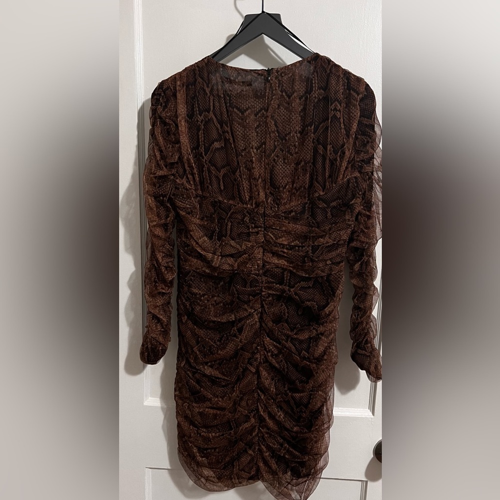 Zebra Print Ruched Bodycon Dress - Picture 2 of 2